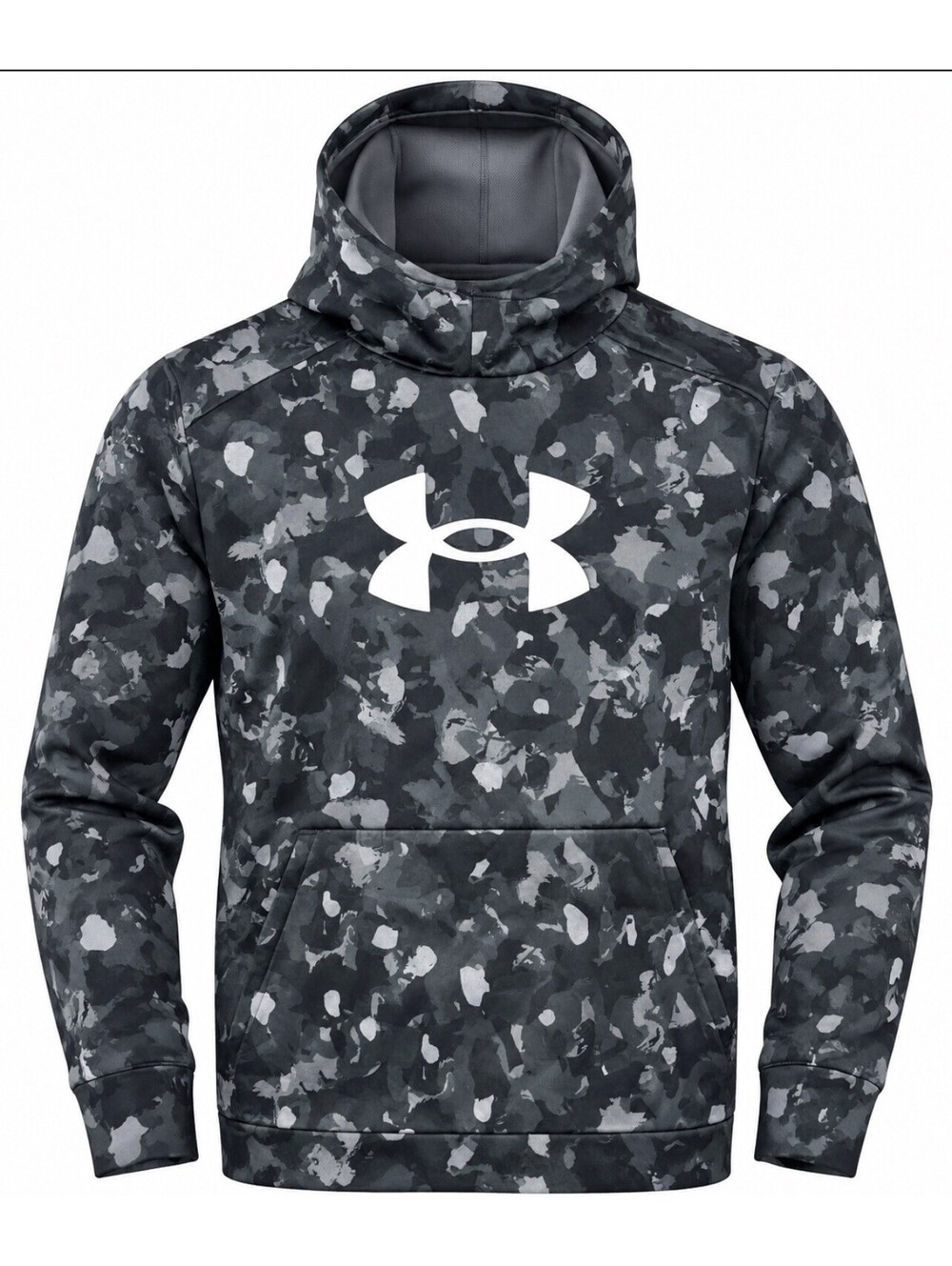 Under Armour Youth Large Fleece Hoodie Gray Black Camo Athletic Sweatshirt New